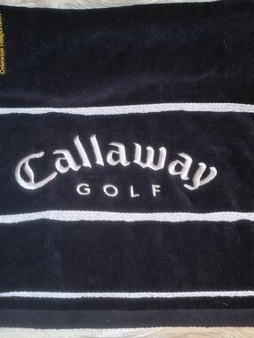 Callaway Black Golf Towel with White Embroidered Logo Korbel Champagne 20"X 30"